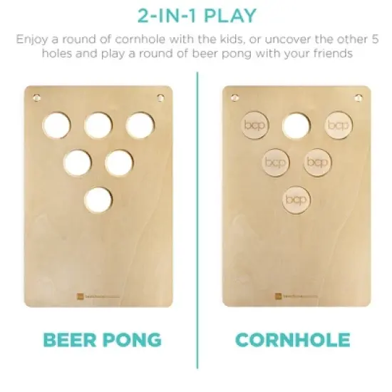 Best Choice Products 2-In-1 Cornhole & Beer Pong Board Game Set, Portable Beanbag Toss w/ 2 Carrying Bags, 6 Bean Bags image {1}