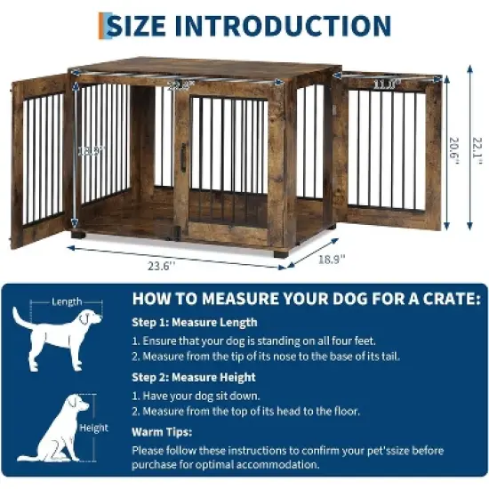 Wooden Dog Crate with Dual Locking Doors, Chew-Resistant Breed Indoor Kennel, Pet Cage End Table image {6}