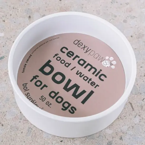 Dexypaws: Ceramic Dog Bowl: White - 50oz - Stylish & Functional Pet Feeding Dish image {4}