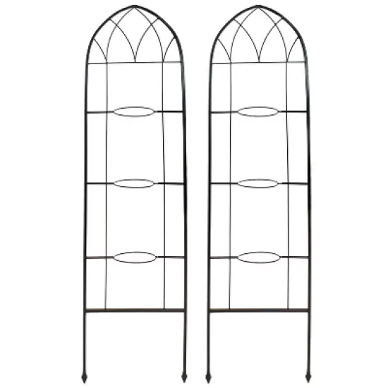 Sunnydaze 2-Piece Arched Climbing Plants Wall Trellis with Flower Pot Supports image {3}