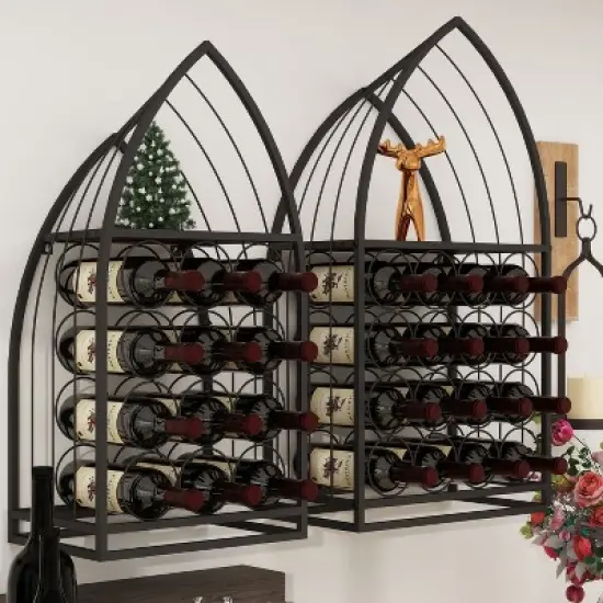 Gulches Boat Shaped Wine Rack Set,2 Sizes Metal Storage for Wines Spirits,Black Iron,Space Saving, Easy Assembly,Nautical Decor image {8}