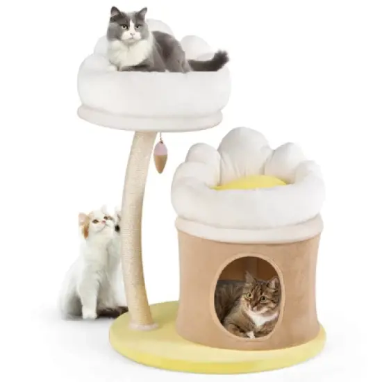 Costway 33" Cat Tree Indoor Cat Tower with Condo Sisal Scratching Post Washable Top Nest image {10}