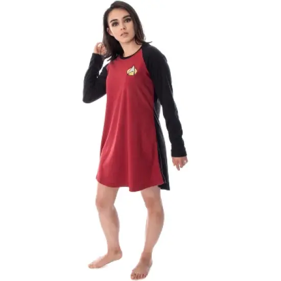 Star Trek Next Generation Women's Juniors Picard Raglan Nightgown Sleep Shirt image {2}