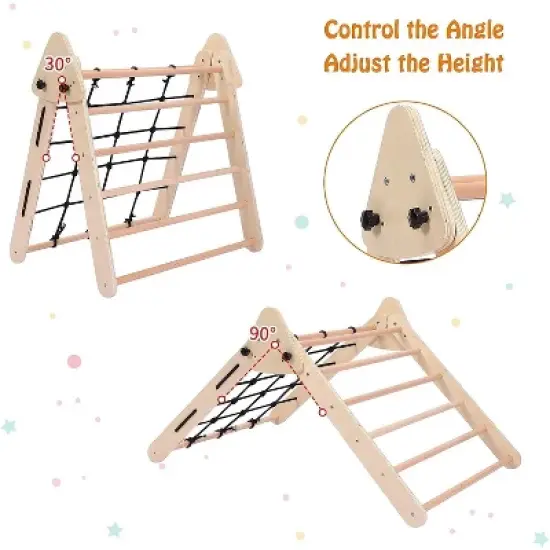 Toddler Indoor Gym Playset, 3-in-1 Wooden Climbing Toys, Triangle Folding Climbing for Climbing & Sliding for Boys and Girls,18M+ image {4}