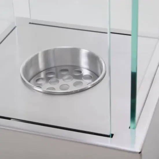 HOMCOM Ethanol Fireplace, 7.75" Tabletop 0.10 Gal Stainless Steel 160 Sq. Ft., Burns up to 2 Hours, Silver image {5}