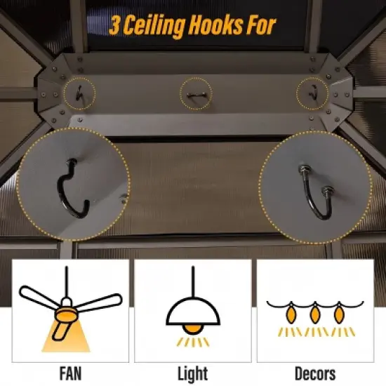 EROMMY 15 Ft. W X 13 Ft. D Solid Wood Patio Gazebo image {6}