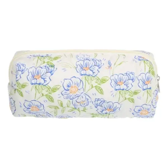 Unique Bargains Durable Small Quilted Makeup Bag Blue Green 1 Pc image {3}