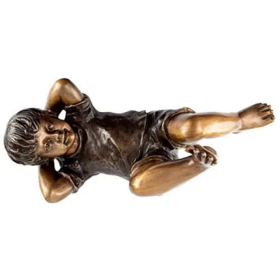 Design Toscano Lazy Days, Resting Boy Cast Bronze Piped Garden Statue image {3}