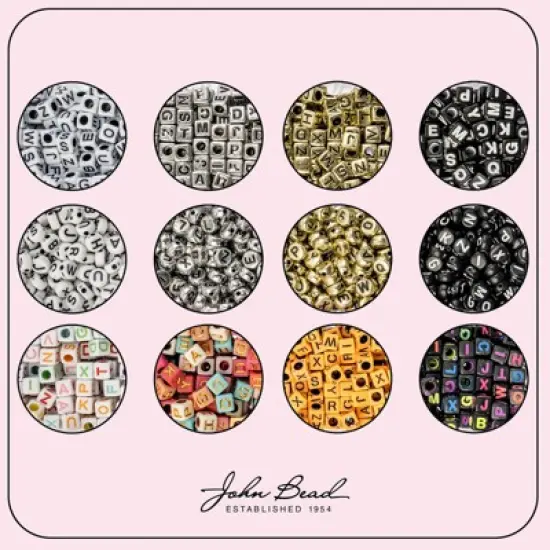 John Bead 2160pcs Square Alphabet Beads in 12 Grid Box for DIY Crafts Bracelets Necklaces Jewelry Making Bead Box image {1}