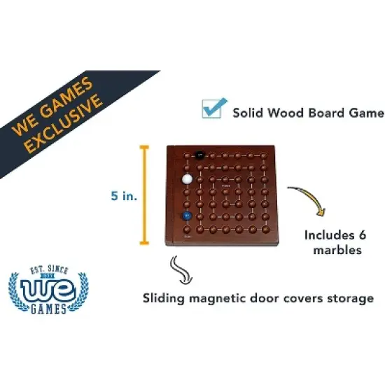 WE Games Cat & Mouse Wooden Travel Game with Marbles - 5 inches image {1}