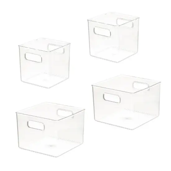 iDESIGN 4pc Recycled Plastic Refrigerator Organizer Bin Set: Clear Kitchen Storage, Dishwasher-Safe image {6}