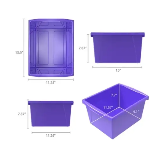 Storex 4 Gallon Storage Bin, Purple image {7}