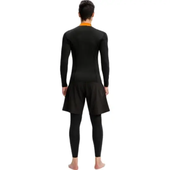 Anna-Kaci Active Men's Long Sleeve Compression Shirt with Contrast Stitching and Athletic Fit image {5}