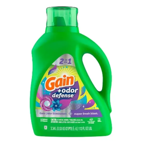 Gain + Odor Defense Super Fresh Blast Scent HE Compatible Liquid Laundry Detergent image {1}