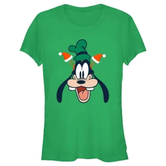 Junior's Mickey & Friends Goofy Christmas Ears T-Shirt image {3}