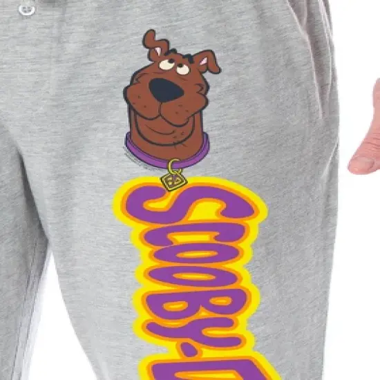 Scooby Doo Men's Scooby Head Cartoon Script Logo Sleep Lounge Pajama Pants Heather grey image {2}