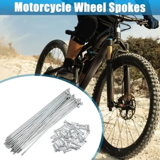 Unique Bargains 14G J Bend Bicycle Galvanized Spokes 36 Pcs image {1}