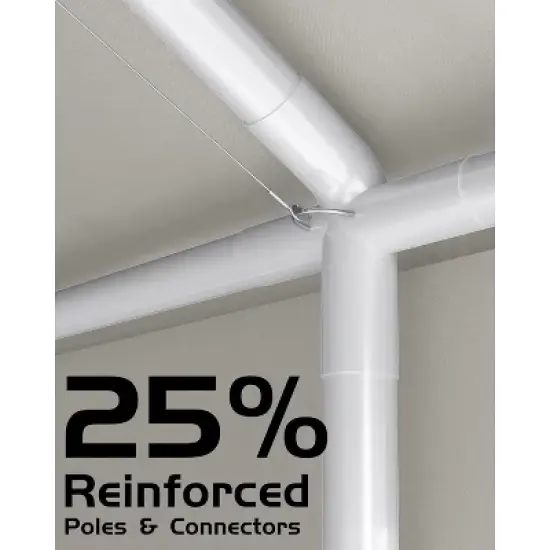 10'x20' Heavy Duty Wind-Resistant Carport, Reinforced Portable Garage Shelter with 180g PE Canopy and Dual Doors, All-Weather Protection for Trucks image {5}