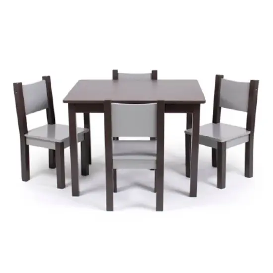 5pc Sumatra Modern Toddler Table and 4 Chairs Set Espresso/Gray - Humble Crew image {1}