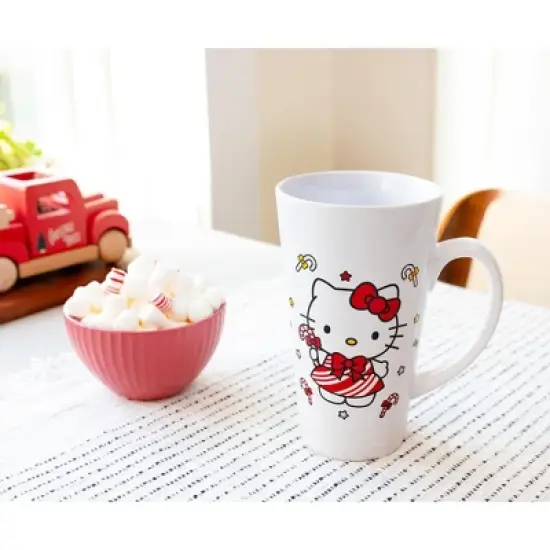 Silver Buffalo Sanrio Hello Kitty Holiday Candy Cane Ceramic Tall Latte Mug | Holds 16 Ounces image {4}