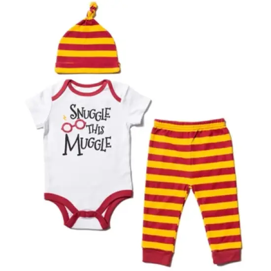 Harry Potter Baby Bodysuit Pants and Hat 3 Piece Outfit Set Newborn to Infant image {9}