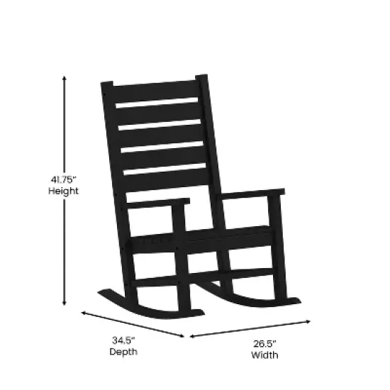 Flash Furniture Manchester Contemporary Rocking Chair, All-Weather HDPE Indoor/Outdoor Rocker image {6}