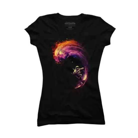 Junior's Design By Humans Space Surfing By nicebleed T-Shirt image {3}
