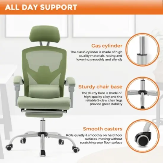 DOMETOUR Gaming Ergonomic Foot Rest Reclining, High Back Mesh Home Office Computer Desk Chair image {5}