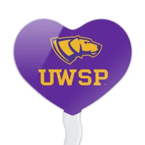 University of Wisconsin-Stevens Point Primary Logo Heart Love Cupcake Picks Toppers Decoration Set of 6 image {1}