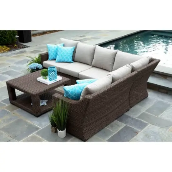 Alder 5pc Sunbrella Sectional Set Beige - Canopy Home and Garden image {4}