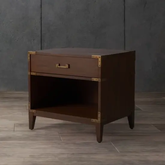 Nisha 1-Drawer Wood Nightstand - SFV7707 - Brown - Safavieh Couture image {1}