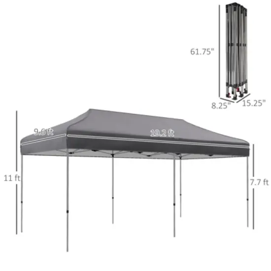 DSVIMOY 10'*20' Pop Up Canopy Tent, Outdoor Instant Gazebo Sun Shade Shelter for Catering, Wedding, Grey, 230.4"*115.2"*132" image {2}