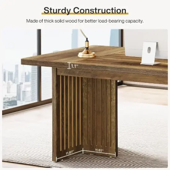Tribesigns 63-Inch Executive Desk, Large Computer Desk, Modern Study Writing Table Workstation Business Furniture for Home Office image {5}