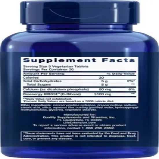 D-Ribose Tablets by Life Extension  -  100 VegTab image {1}