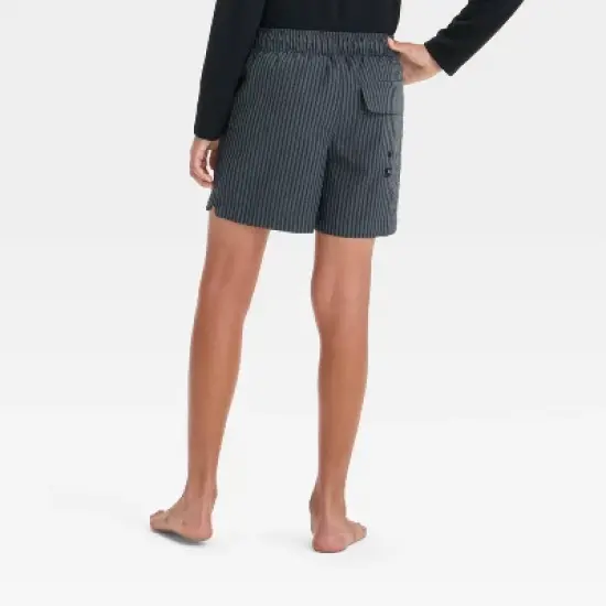 Boys' Striped Swim Shorts - art class&trade; Black image {1}