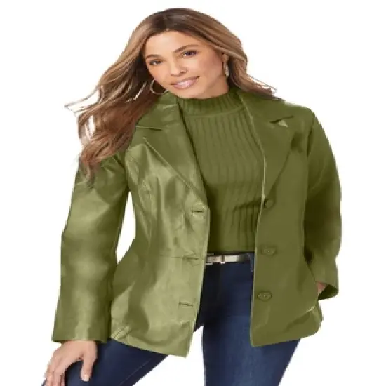 Jessica London Women&rsquo;s Plus Size Leather Blazer image {8}