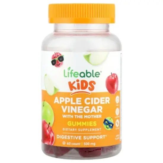 Lifeable Kids, Apple Cider Vinegar With the Mother Gummies, Apple, 60 Gummies image {4}