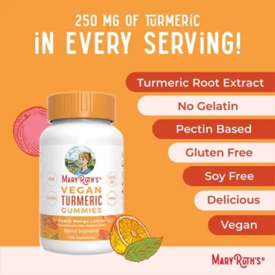 MaryRuth's Turmeric Gummies, Peach Mango, 120 ct image {6}