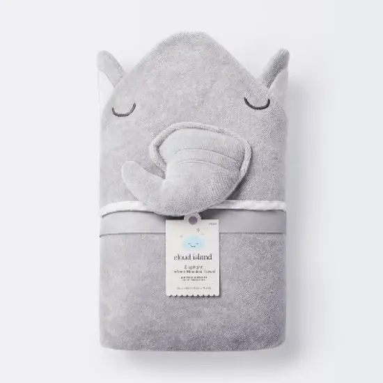 Baby Elephant Hooded Towel - Cloud Island&trade; Gray image {3}