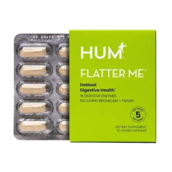HUM Nutrition Flatter Me Vegan Vitamin Capsules for Bloating Relief image {1}