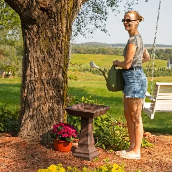 Sunnydaze Outdoor Glass Fiber Reinforced Concrete Patio Garden Simply Square Modern Bird Bath - 23" image {13}