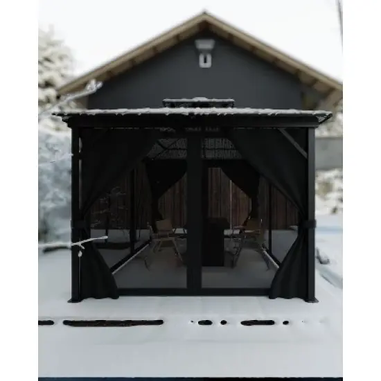 GustoWave 10'x14' Outdoor Double Hardtop Patio Gazebo for Deck, Backyard, Lawn, Garden image {1}