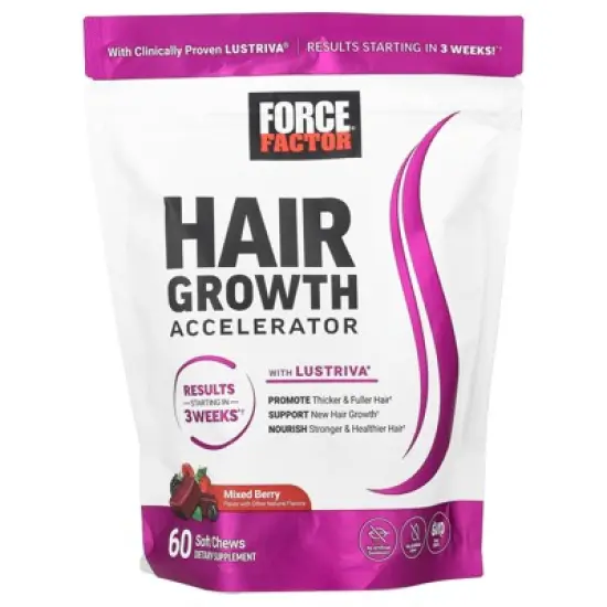 Force Factor Hair Growth Accelerator, Mixed Berry, 60 Soft Chews image {2}