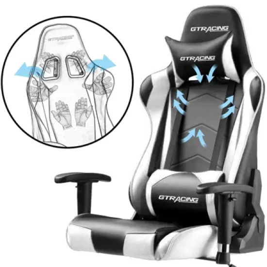 Gaming Office Chair PU Leather with Adjustable Headrest and Lumbar Pillow - GTRACING image {3}