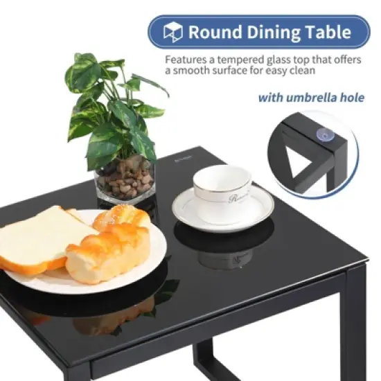 Sunsitt 5pc Steel Wicker Outdoor Patio Conversation Bistro Set image {4}