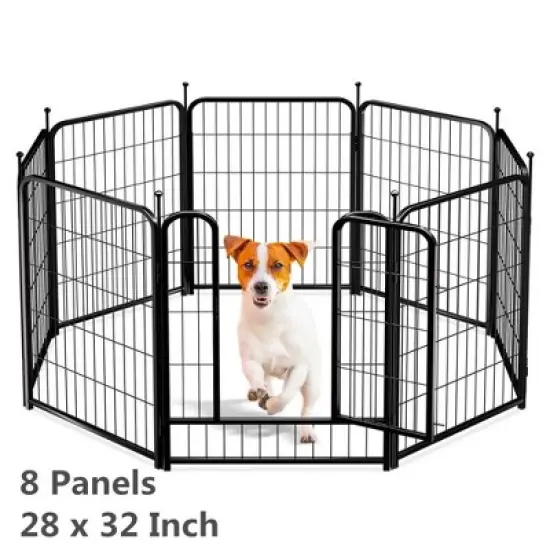 GOTGELIF 8 Panels 32" Height Dog Playpen Heavy Duty Pet Fence Indoor Outdoor image {8}