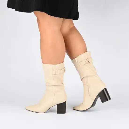 Journee Collection Womens Wilo Tru Comfort Foam Wide Calf Stacked Heel Mid Calf Boots image {8}