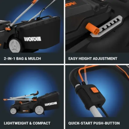 Worx Nitro WG737 40V 16" Cordless Push Lawn Mower with Brushless Motor (Batteries & Charger Included) image {6}