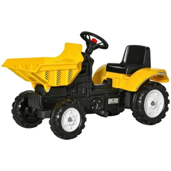 Aosom Kids No Power Ride-On Excavator with Manual Control Bucket, Pretend Play Toddler Tractor with Forward Backward Function, Yellow image {3}