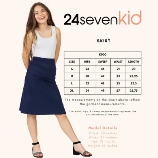 Girls Casual Solid Color Elastic Waist A Line Skirt image {3}